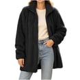 thumbnail image 4 of QIYAGBSA Sherpa Fleece Jackets for Women Stand Collar Full Zip Oversized Fuzzy Plush Long Sleeve Coats with Pockets Fall Winter Warm Outerwear, 4 of 9