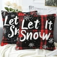 thumbnail image 4 of Let It Snow Throw Pillow Cover Case Red Buffalo Plaid Throw Pillows Set of 2 Super Soft Pillow Covers 18x18 Inches Farmhouse Home Decor for Living Room Bedroom Sofa Couch Cushion Cover, 4 of 6