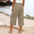 thumbnail image 6 of JIAYUE Women's Pants Solid Color Calf Length Loose High Waist Pocket Comfortable Everyday Wear Casual Bottoms For Women, 6 of 6