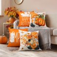 thumbnail image 6 of Gnomes Pumpkin Happy Fall Throw Pillow Covers 18x18 Set of 4 Burnt Orange Rust Modern Farmhouse Happy Autumn Maple Leaf Decorations for Sofa Couch Porch Bed Living Room, 6 of 6
