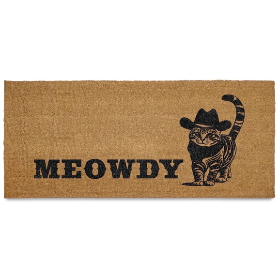 MAINEVENT Meowdy Cat Welcome Mat 30x17 Inch, Black Cat Outdoor Welcome Mat for Outside