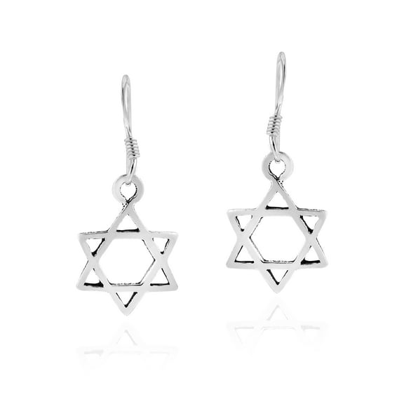 Beautiful Faith Star of David Sterling Silver Dangle Earrings