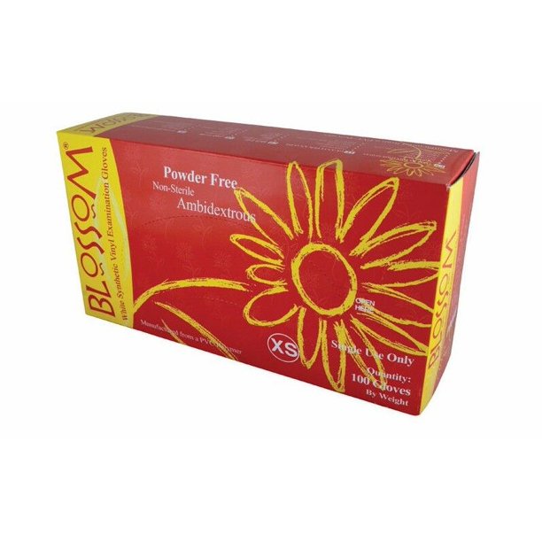 Blossom White Synthetic Vinyl Examination Gloves by Mexpo, 100 gloves