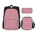 thumbnail image 1 of Disketp Pastel Christmas Trees on Pink Mochila Estampada de Gran Capacidad con Lonchera y Estuche, Set de 3 Piezas para Estudiantes, 1 of 7