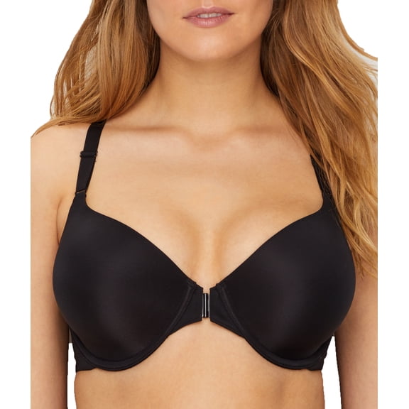 Paramour by Felina | Abbie Front Close T-Back Bra | Lace | Contour | Seamless (Black, 32DD)