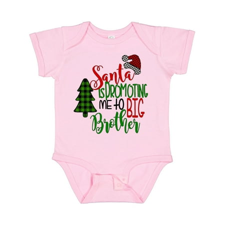 

Inktastic Santa is Promoting Me to Big Brother Green Plaid Tree Boys Baby Bodysuit
