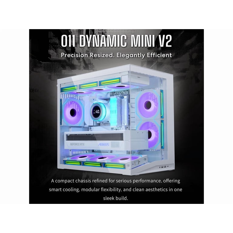 Lian Li O11DMIV2FW Mini Tower ATX Case White With Five Reverse