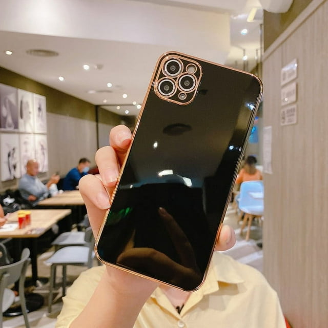 Luxury Gold Plated Electroplated Case for IPhone 11 12Pro Max 8 Plus XR XS Silicone Lens Protection 13 Pro Max 14 Cover