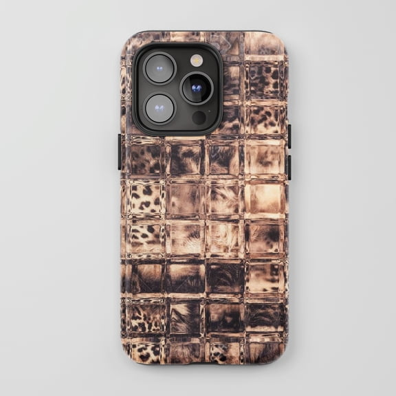 Leopard Print For iPhone Protective Phone Case Textured Mosaic Brown