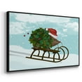 thumbnail image 3 of Christmas Holly Hedgehog Sledding - Framed Gallery Wrapped Holiday Canvas - 25 x 37 - Black Frame, 3 of 8