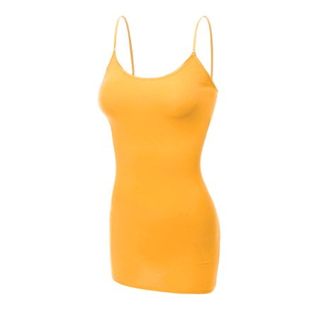 Essential Basic Women's Basic Casual Long Camisole Cami Top Regular Sizes - Neon Orange, M