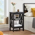 thumbnail image 3 of VECELO Set of 2 Nightstand with 3-Tier Shelves, X-Shaped Sofa Side End Table for Bedroom/Living Room/Office, Black, 3 of 8