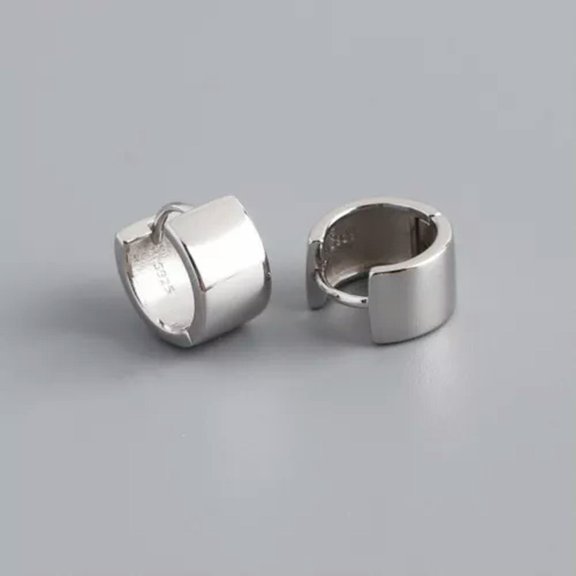 QQTDFG Wide Square Huggie Hoops 925 Sterling Silver Earrings for Women Men A4338-Silver - 14 mm