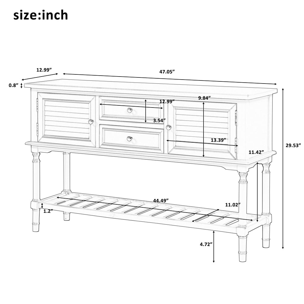 Lowestbest 47" Modern Console Table Sofa Table for Living Room with 2 Drawers, 2 Cabinets and 1 Shelf (Navy Blue) Lowestbest 47" Modern Console Table Sofa Table for Living Room with 2 Drawers, 2 Cabinets and 1 Shelf (Navy Blue)