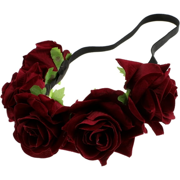 KONTONTY Red Floral Headband with Fabric Flower , 7cm Size Hair Accessory for Weddings, Parties, and Special Occasions