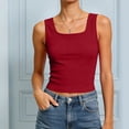 thumbnail image 5 of enyan Racerback Tank Tops for Women Womens Tank Tops with Built in Bras Summer Square Neck Sleeveless Shirts Ribbed Fitted Basic Casual Tops,Red,XL, 5 of 7