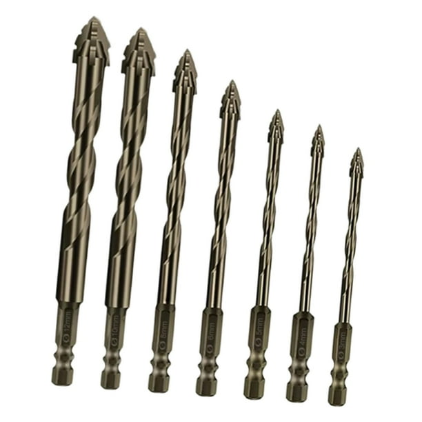 Juego de brocas excéntricas dentadas de cuatro con punta de carburo, liberación rápida, montaje sencillo y profesional, accesorios de repuesto 7 piezas