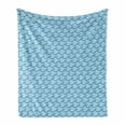thumbnail image 1 of Marine Soft Flannel Fleece Throw Blanket, Ocean Waves Motif with Curved Sea Motion with Geometric Circles Little Ovals, Cozy Plush for Indoor and Outdoor Use, 60" x 80", Pale Azure Blue, by Ambesonne, 1 of 5