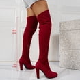 thumbnail image 5 of Xfvqtps Womens Thigh High Boots Pull on Side Zipper Chunky High Heel Pointed Toe Suede over the Knee Boots, 5 of 7
