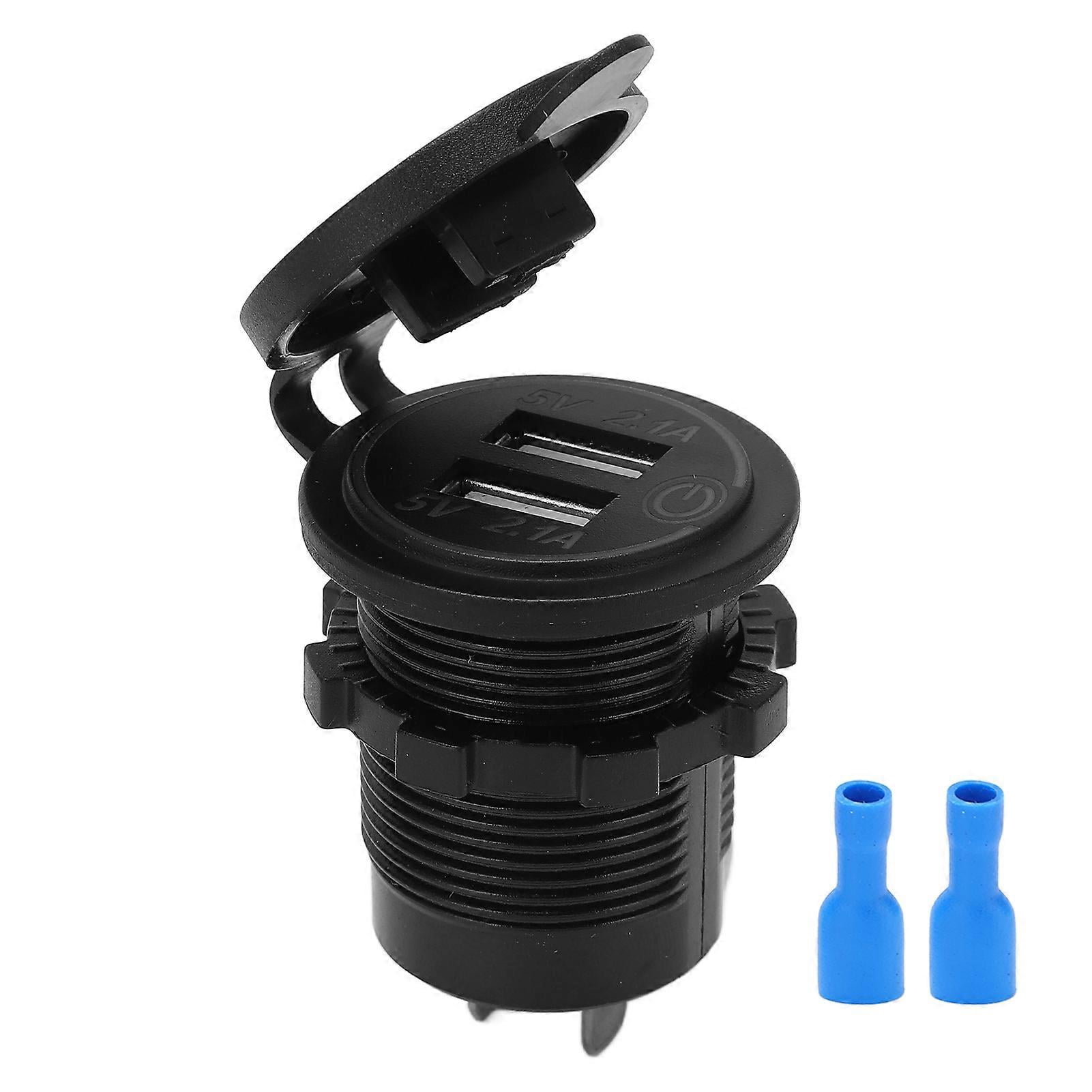 2.1A USB Car Charger Touch Switch Dual Ports Fast Charge Car Adapter compatible Car and Motorcycle_Perfect Gift