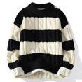 thumbnail image 5 of Male Autumn And Winter Crewneck Sweater Loose Thickened Warm Sweater Striped Knit Sweater, 5 of 5