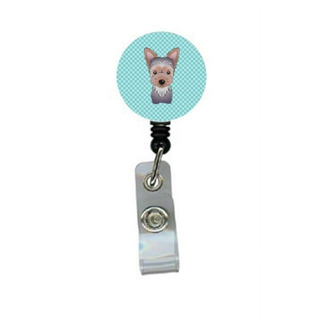 Carolines Treasures BB1170BR Damier Bleu Yorkie Chiot Rétractable Badge Bobine