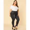thumbnail image 2 of Unique Bargains Women's Plus Size Stretch Mid Rise Washed Skinny Jeans, 2 of 6