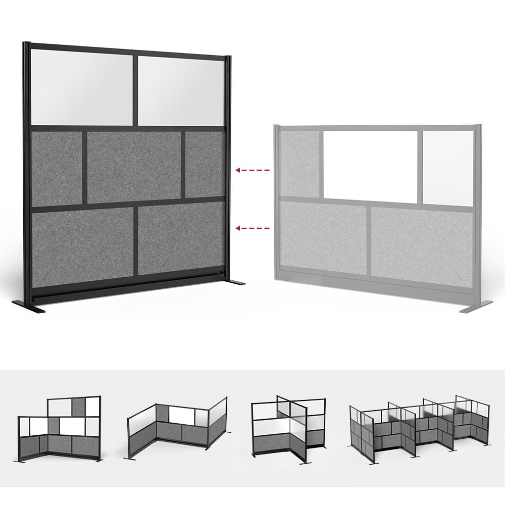 Luxor Modular Wall Room Divider System - Black Frame - 70" x 70" Starter Wall