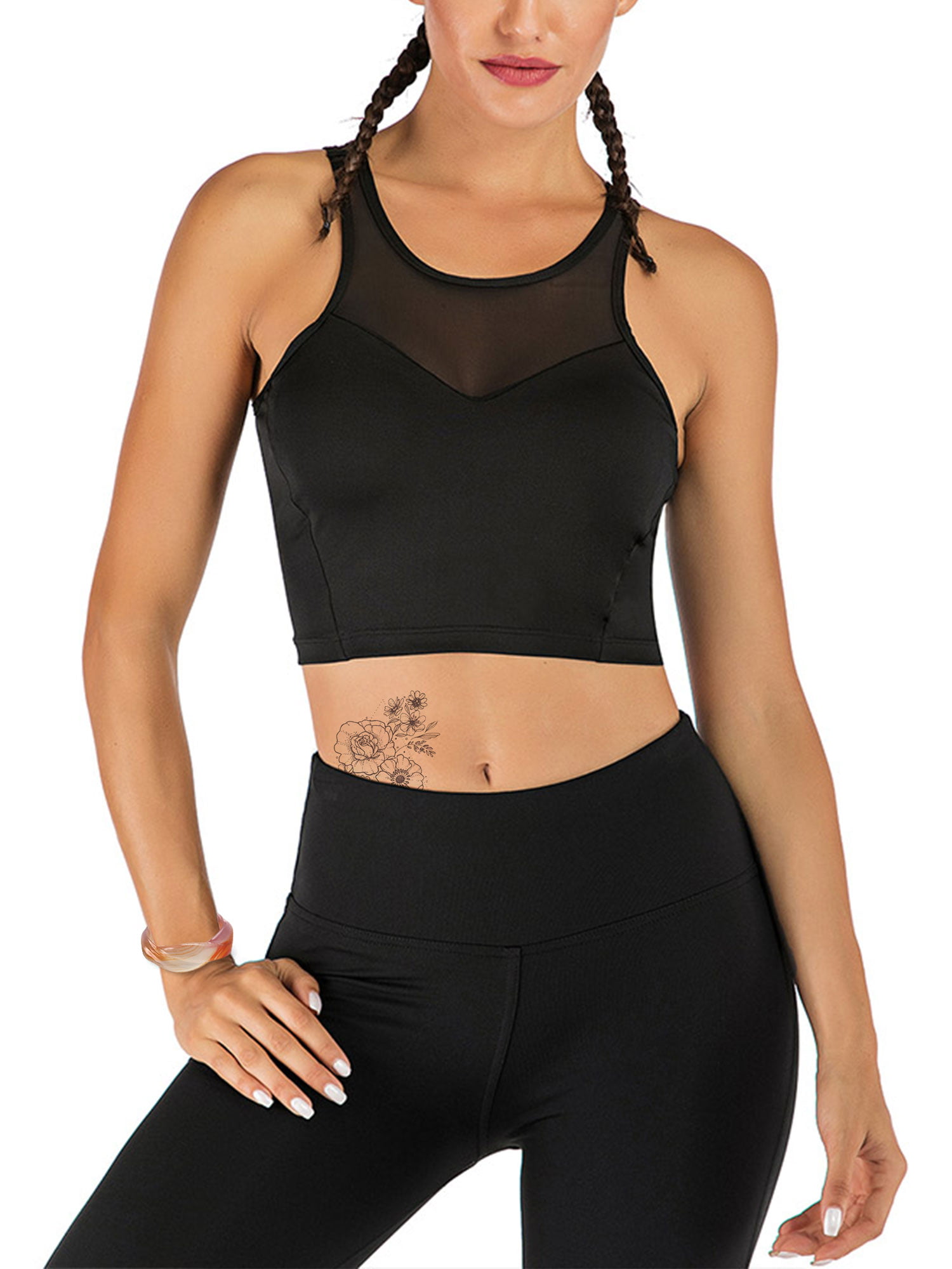 MocL Women Outdoor Comfort Fitness T-Shirt Bra Workout Wireless Yoga Bra Push Up Sport Bra 