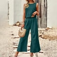 thumbnail image 2 of GILIGEGE Two Piece Sets for Women Summer Women Linen Set Casual 2 Piece Outfits Matching Set Summer Solid Color Sleeveless Crop Top Wide Leg Pants Suits Mint Green Xxl, 2 of 4