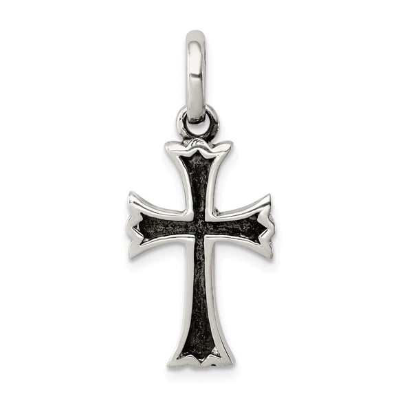 Sterling Silver Antiqued Cross Pendant - 3.0 Grams - Measures 24x14mm Wide