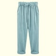 thumbnail image 3 of QUYUON Lightweight Pants Women Sale Ladies Fashion Summer Solid Color High Waist Loose Casual Cotton Linen Cropped Pants Womens Tall Pants Long Pant Leg Length Loungewear Style P5680 Light Blue 3XL, 3 of 3