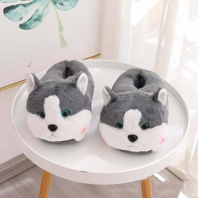 Pantuflas de interior para mujeres y niñas, pantuflas de animales, pantuflas cálidas de invierno para el hogar, zapatos suaves y acogedores , GRIS Colco Zapatillas de mujer