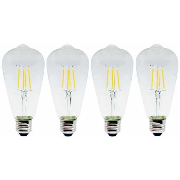 4-Pack Dimmable Vintage LED Edison Bulbs 60 Watt Equivalent, ST64 Antique LED Filament Bulbs, Warm White 2700K, E26 Base, Glass Style Great for Home Decor, Bedroom, Office, Dorm, Bar
