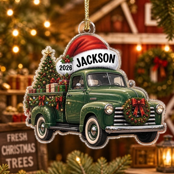 Christmas Acrylic Ornament Personalized Pickup Truck Tree Hanging for Holiday Keepsake