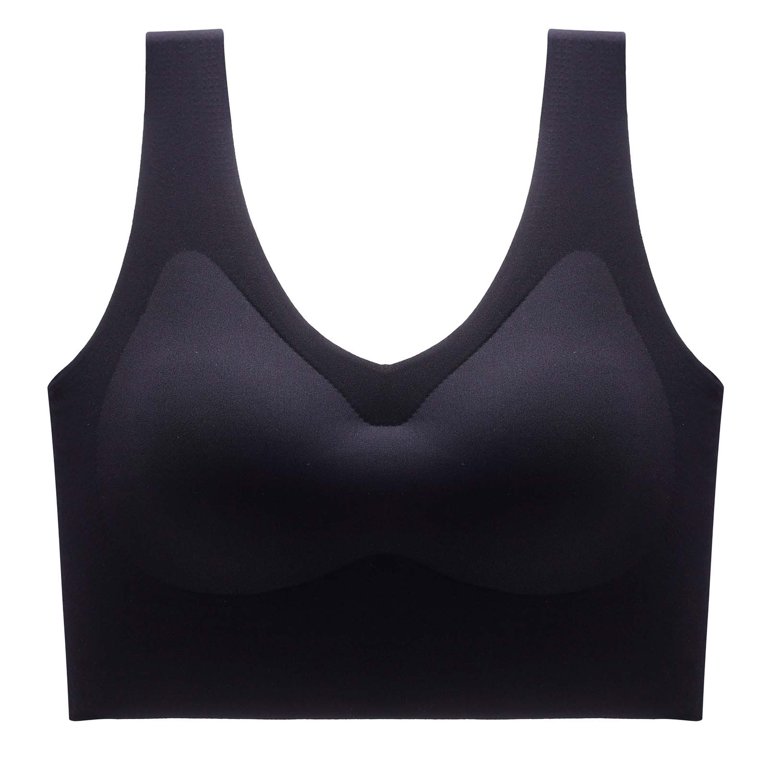 Hunpta Wire-Free Bralettes For Women Solid Comfy Breathable Wide Strap Push  Up Sports Bras Crop Top Ice Silk Anti-Sagging Bra 