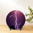 thumbnail image 6 of Wukai Thunderstorm Violet Purple Print Decorative Plate for Display,Bone China Decorative Plate, Ceramic Dinner Plate with Stand, Vertical Ceramic Plate-8in, 6 of 6