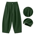 thumbnail image 5 of Sevevn Women High Waist Pleated Barrel Pants Button Fly Loose Cropped Balloon Casual Trousers with Side Pockets Army Green L, 5 of 6
