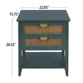 thumbnail image 7 of Rattan Nightstand with 2 Drawers, Open Storage Shelve, Wood Bedside Table with Non-Slip Foot Pads, Semi-Circular Metal Handle for Bedroom/Living Room, Anti-Tipping, Moisture-Proof & Ventilation, Green, 7 of 7