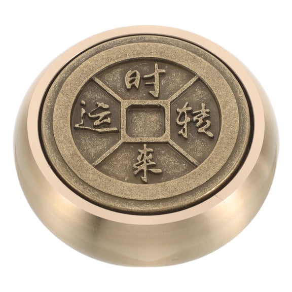 Worgeous Brass Ruler Paperweight Feng Shui Good Luck Statue Chinese Calligraphy Art Paperweight Heavy Brass Round Paperweight for Home Office