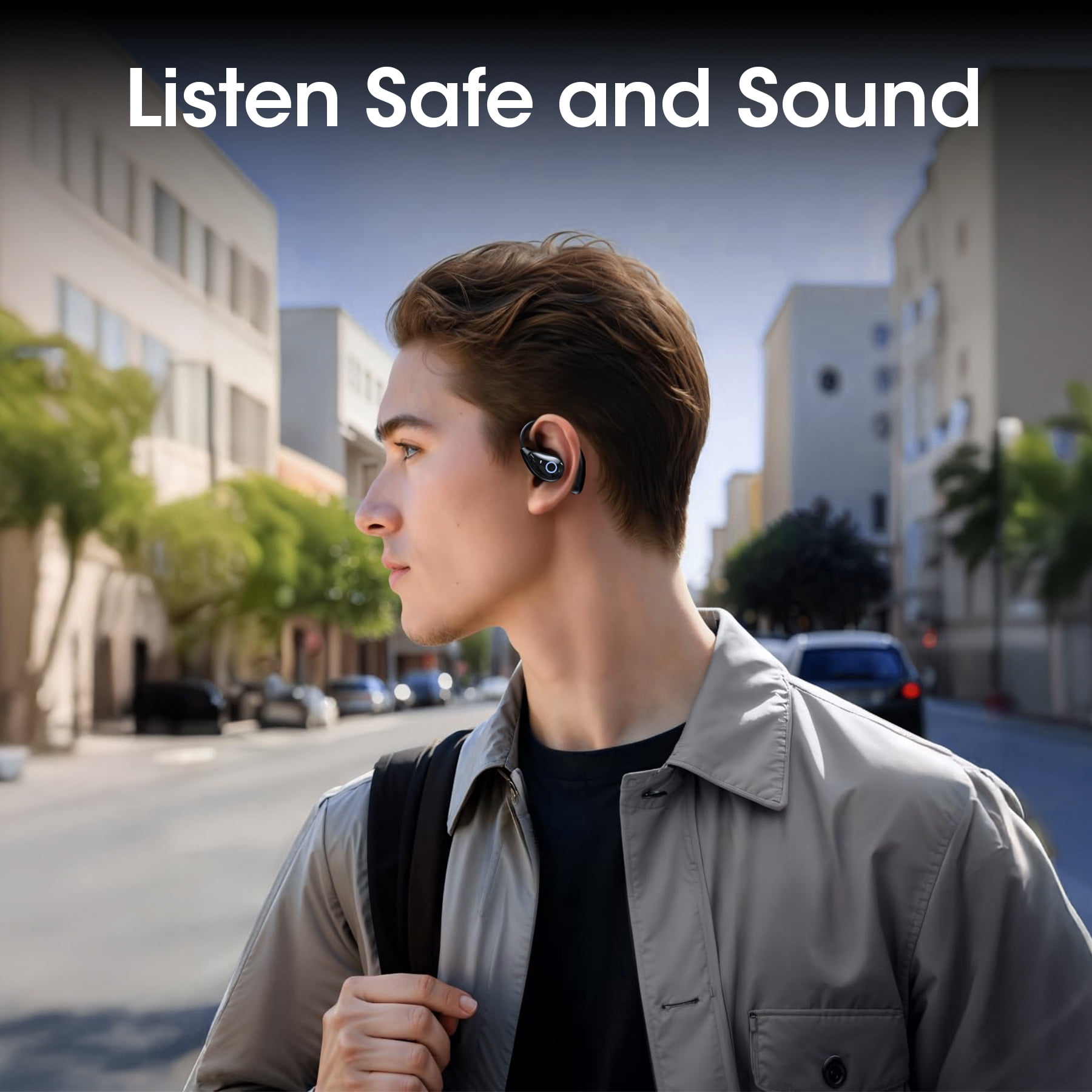 STA M94 Open Ear Headphones Intelligent Touch Screen Over The Ear Wireless Earbuds Support TF Card,60Hrs Bluetooth 5.4 Earbuds with ENC Clear Talk,Multiple EQ Modes IPX7 Waterproof for Exercise
