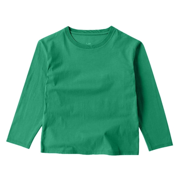Hvobtty Toddler Pullover Long Sleeved T-shirts Casual Fall Solid Color Round-Neck Comfortable Blouse