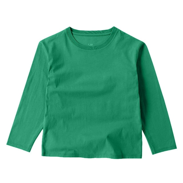 WRKEKC Chemises à Manches Longues pour Garçons et Filles Coton Col Rond Couche de Base Couleur Unie Haut Fin 2-15 Ans Extensible Doux Décontracté