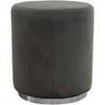 thumbnail image 3 of Benzara Velvet Upholstered Round Accent Ottoman with Metal Base, Pink and Gold-Color:Gray and Chrome, 3 of 6