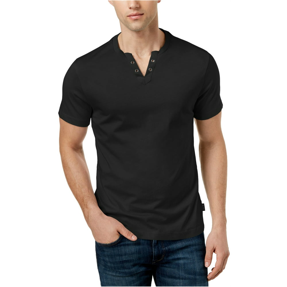 Kenneth Cole - Kenneth Cole Mens Split Neck Basic T-Shirt, Black, Large ...