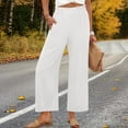 thumbnail image 4 of WMTBSRSW Wide Leg Linen Pants for Women Summer Smock Waisted Palazzo Pants with Pockets Flowy High Waisted Beach Trousers for Travel Ankle Length White Small, 4 of 7