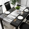 thumbnail image 3 of Gray White Table Runner 48 Inches Long, Vintage Country Abstract Gradient Mottled Kitchen Coffee Dining Table Decoration for Home Party Birthday Wedding Home Decor 13x48 Inches, 3 of 8