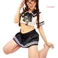 thumbnail image 1 of (lencería Sexy) mujeres Crop Top Mini falda plisada medias colegialas uniforme Cosplay disfrazpangjing, 1 of 4