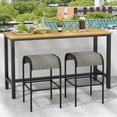 thumbnail image 2 of Gymax 2PCS 30'' Bar Height Bistro Stools Outdoor Bar Stools w/ Breathable Fabric Seat, 2 of 8