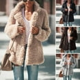 thumbnail image 2 of comerut Lapel Long Sleeve Thickened Warm Women Coat Winter Solid Color Open Front Plush Jacket Daily Clothing, 2 of 7